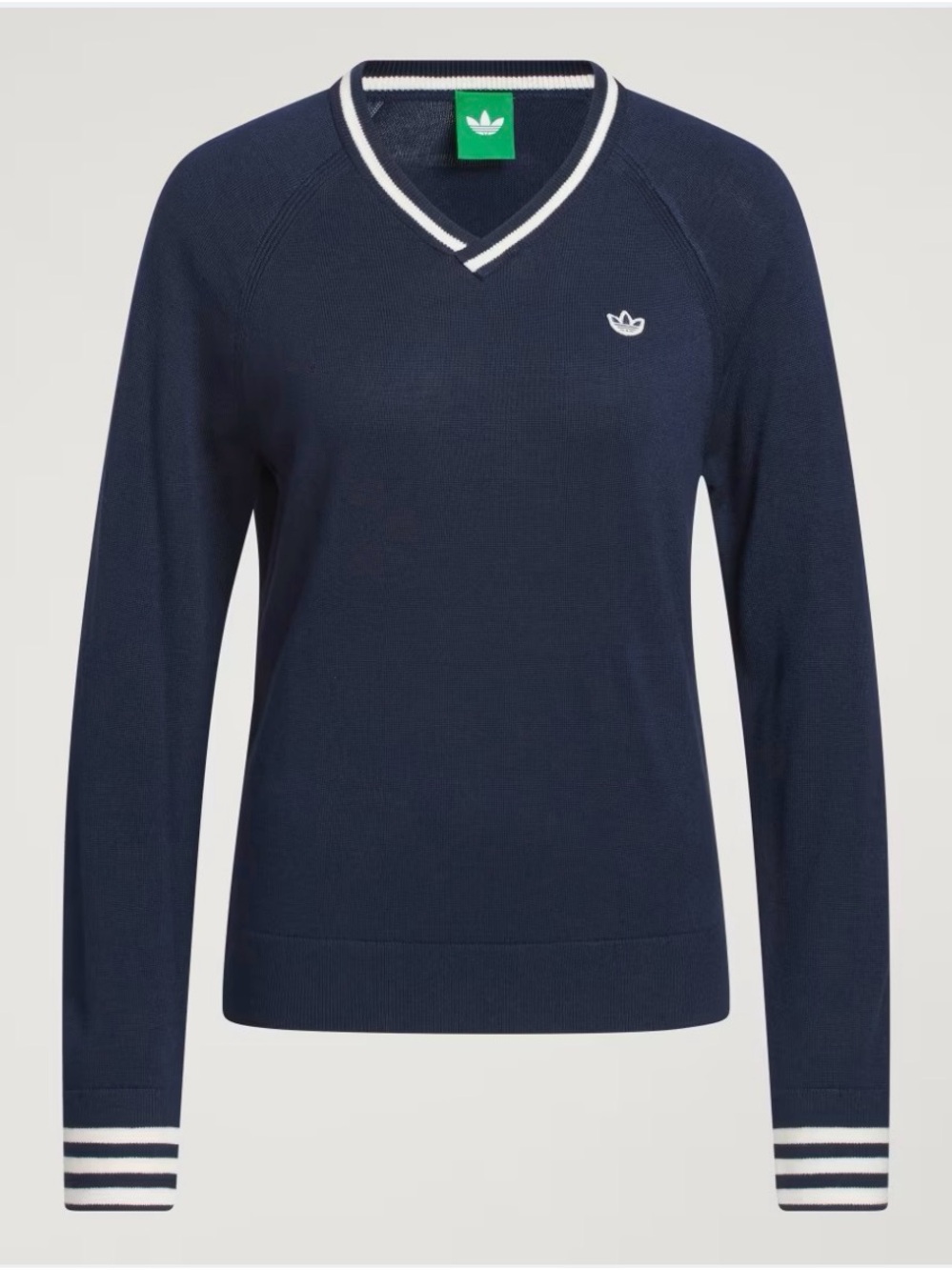 adidas Navy V-Neck Sweater with White Trim